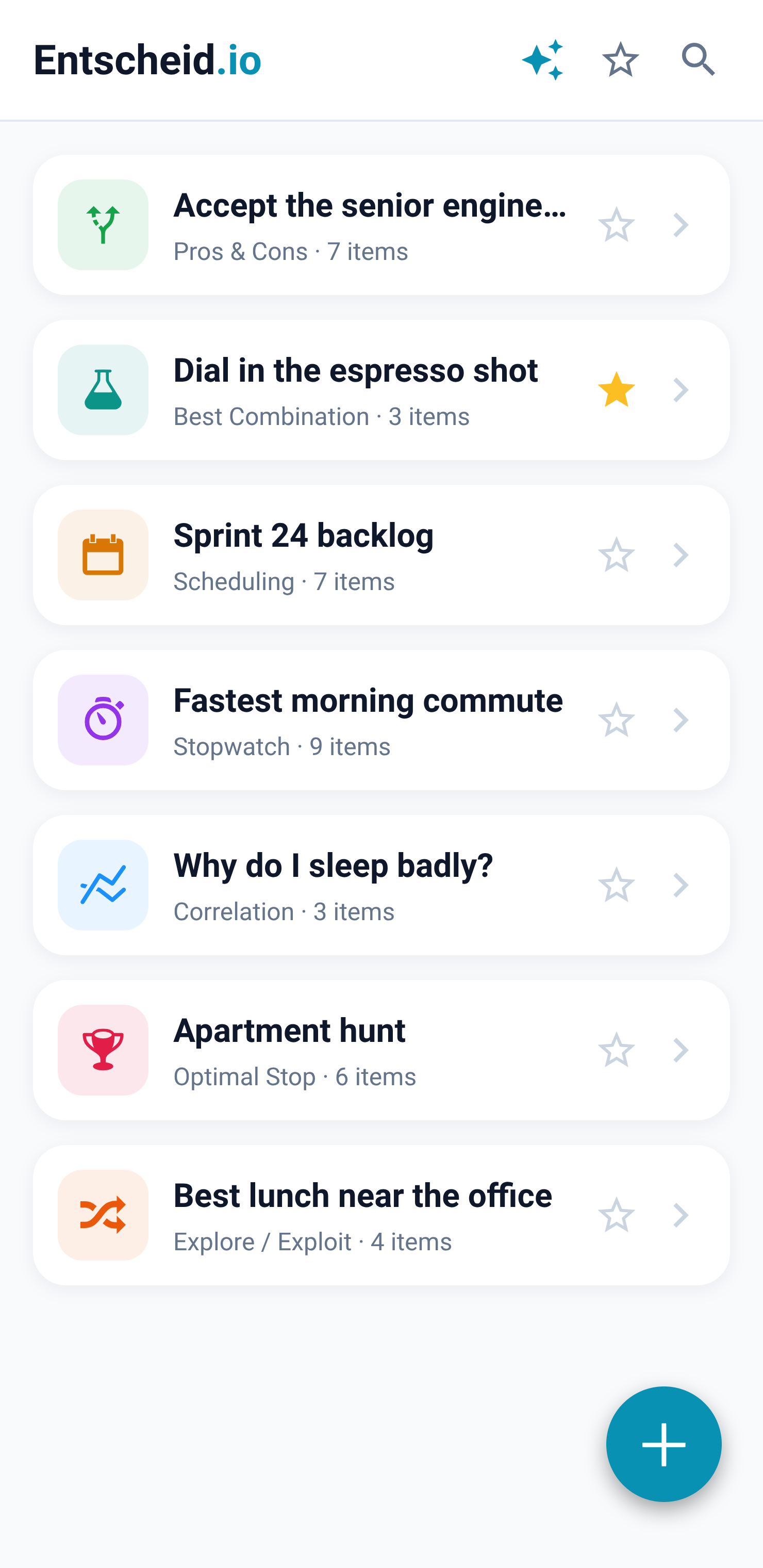 Entscheid.io decision list